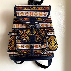 Vintage Multicolor Woven Tribal Backpack